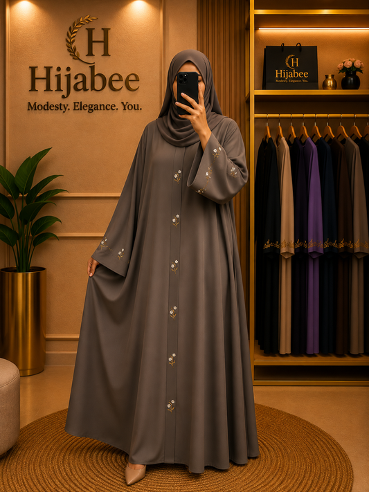 Aaliya, Imported Hareer Abaya | Premium Cut Dana Work With Matching Hijab