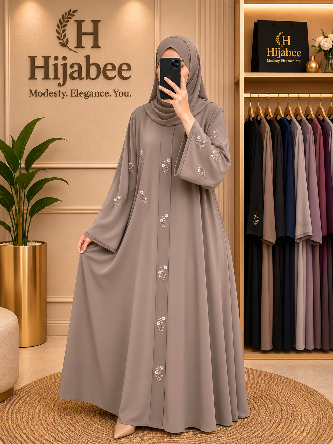 Aaliya, Imported Hareer Abaya | Premium Cut Dana Work With Matching Hijab