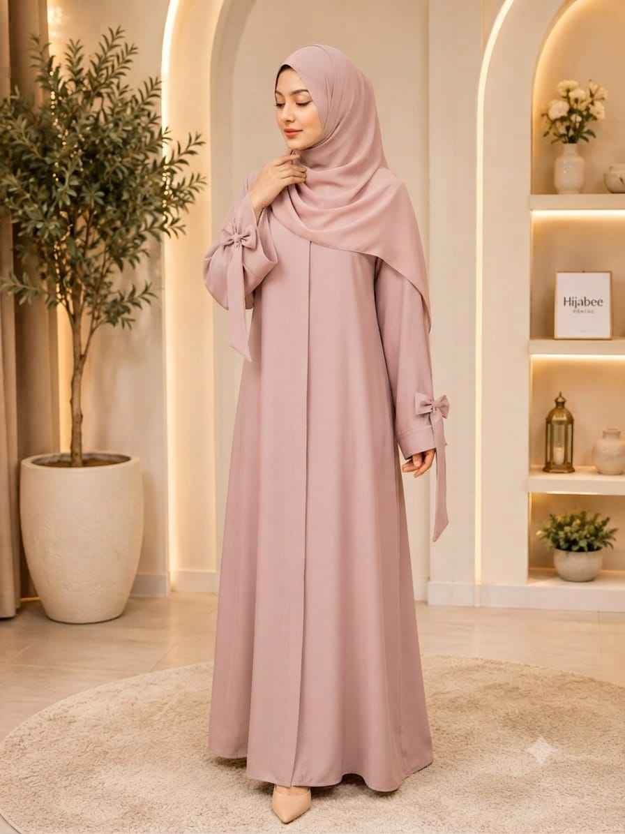 Bow Sleeve front open hareer Abaya for women in pakistan 
