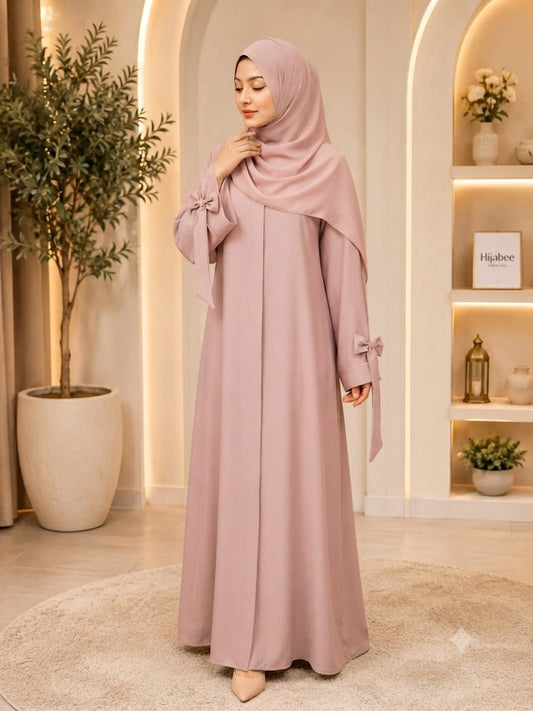 Bow Sleeve Abaya – Elegance in Every Detail 🤍