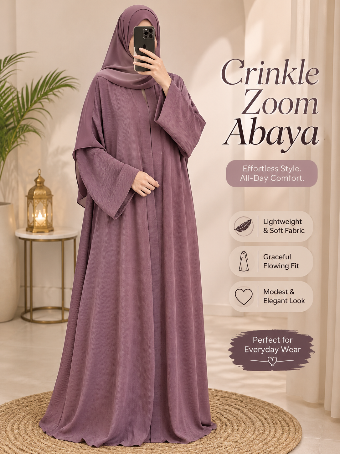Crinkle Zoom Abaya – Effortless Elegance & Everyday Comfort