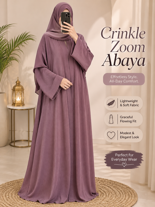 Crinkle Zoom Abaya – Effortless Elegance & Everyday Comfort