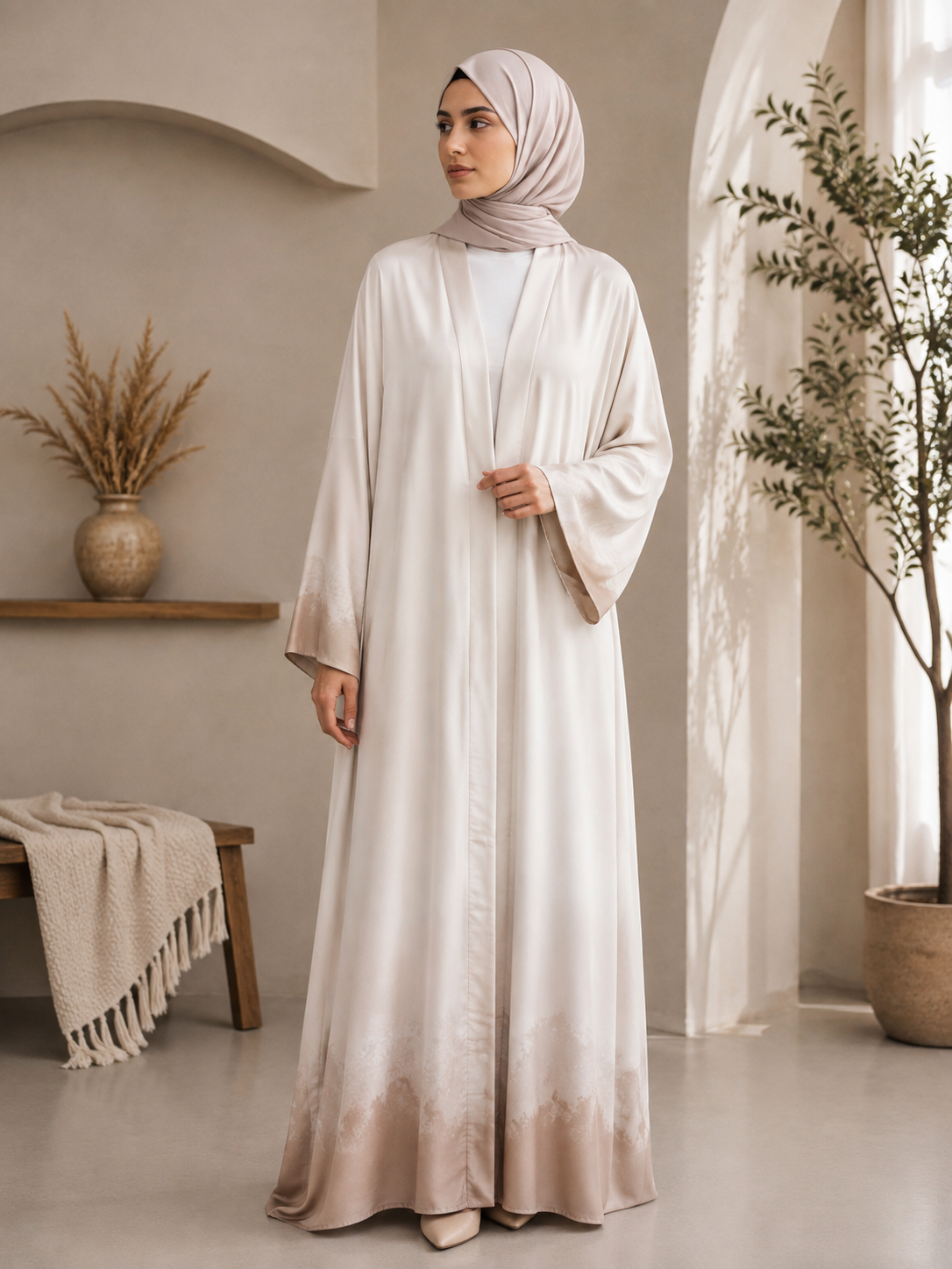 Elegant Tie & Dye Abaya with Matching Hijab | Premium Modest Wear