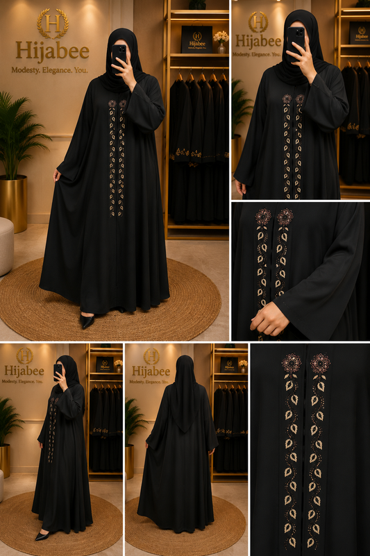 Zoya, Dubai Style Cut Dana Abaya – Premium Crinkle Zoom Nida