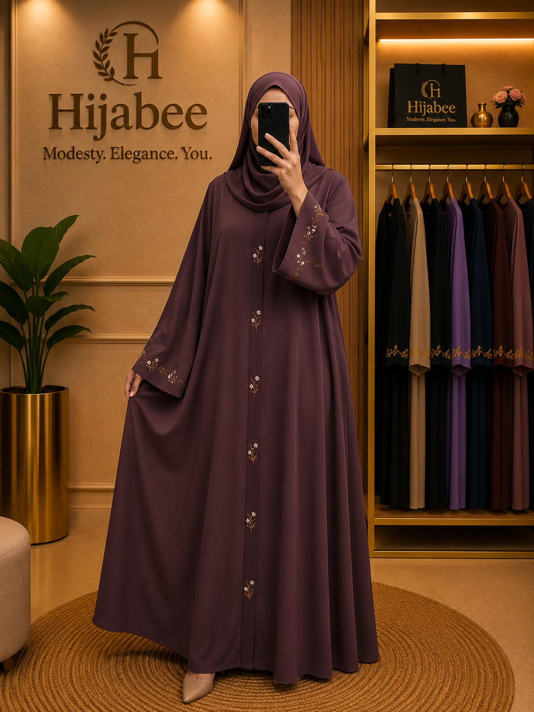 Aaliya, Imported Hareer Abaya | Premium Cut Dana Work With Matching Hijab