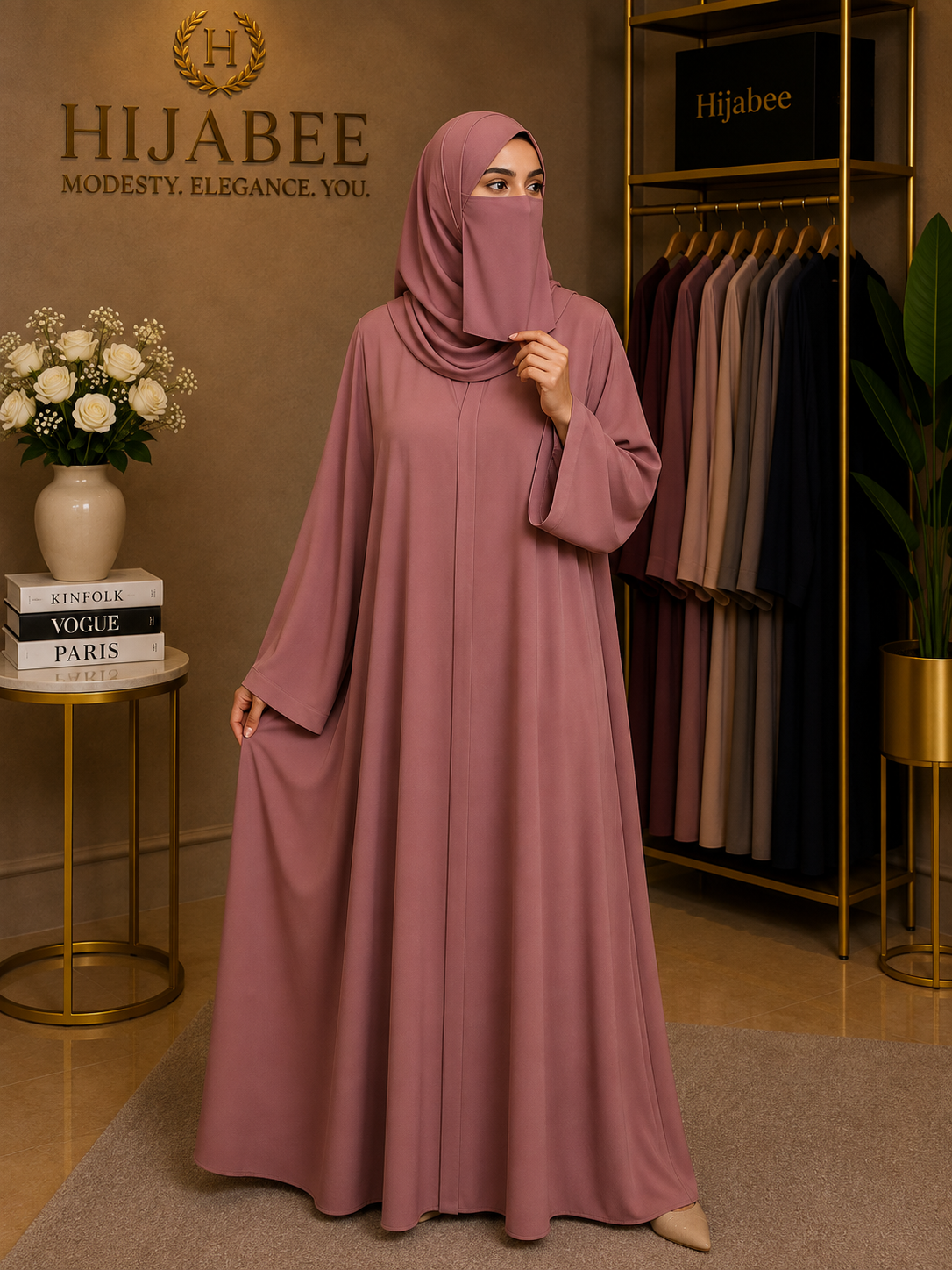 TikTok Hareer Abaya with Attached Hijab & Niqab – Soft Summer Fabric