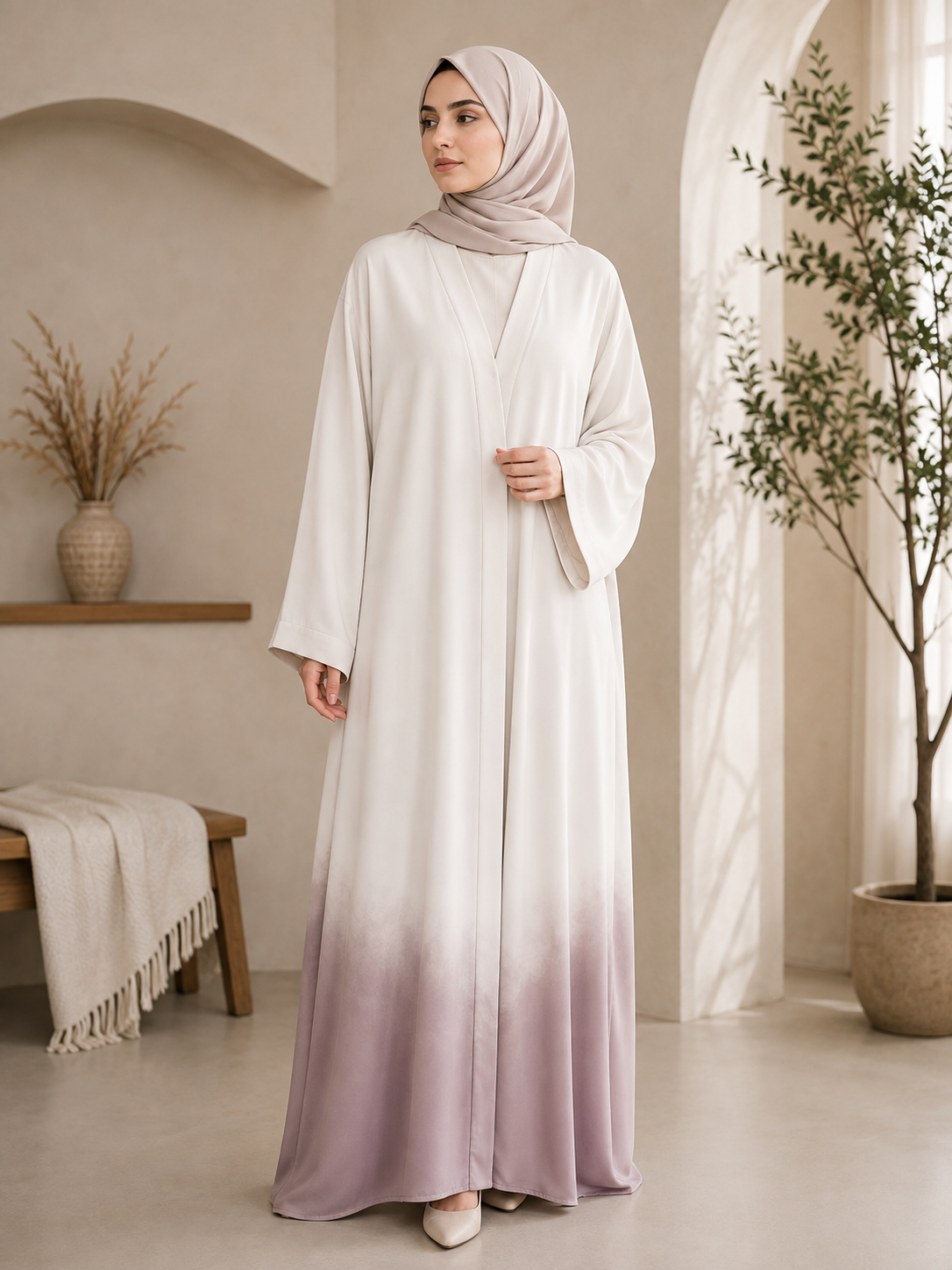 Elegant Tie & Dye Abaya with Matching Hijab | Premium Modest Wear