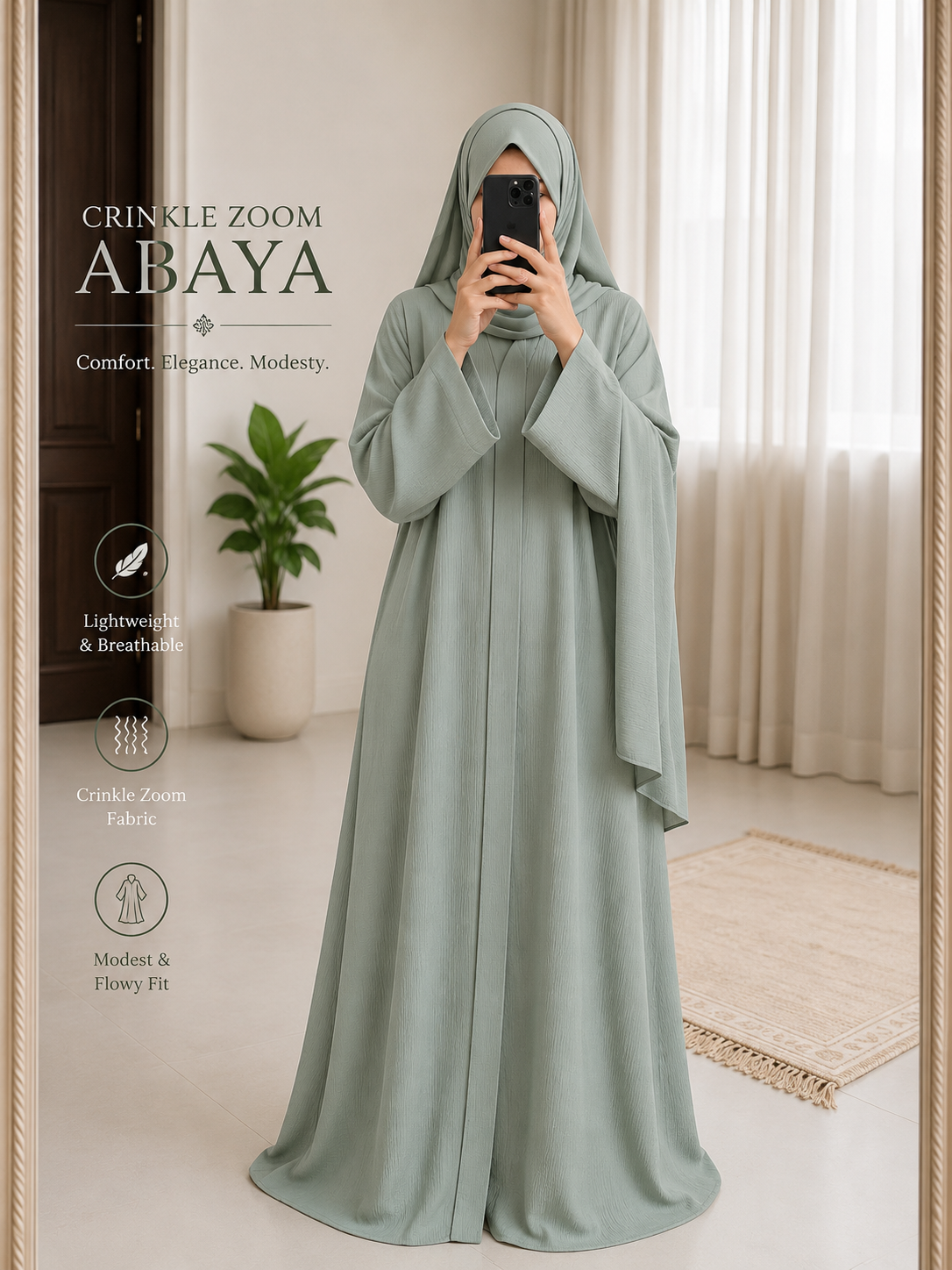 Crinkle Zoom front open Abaya – Effortless Elegance & Everyday Comfort