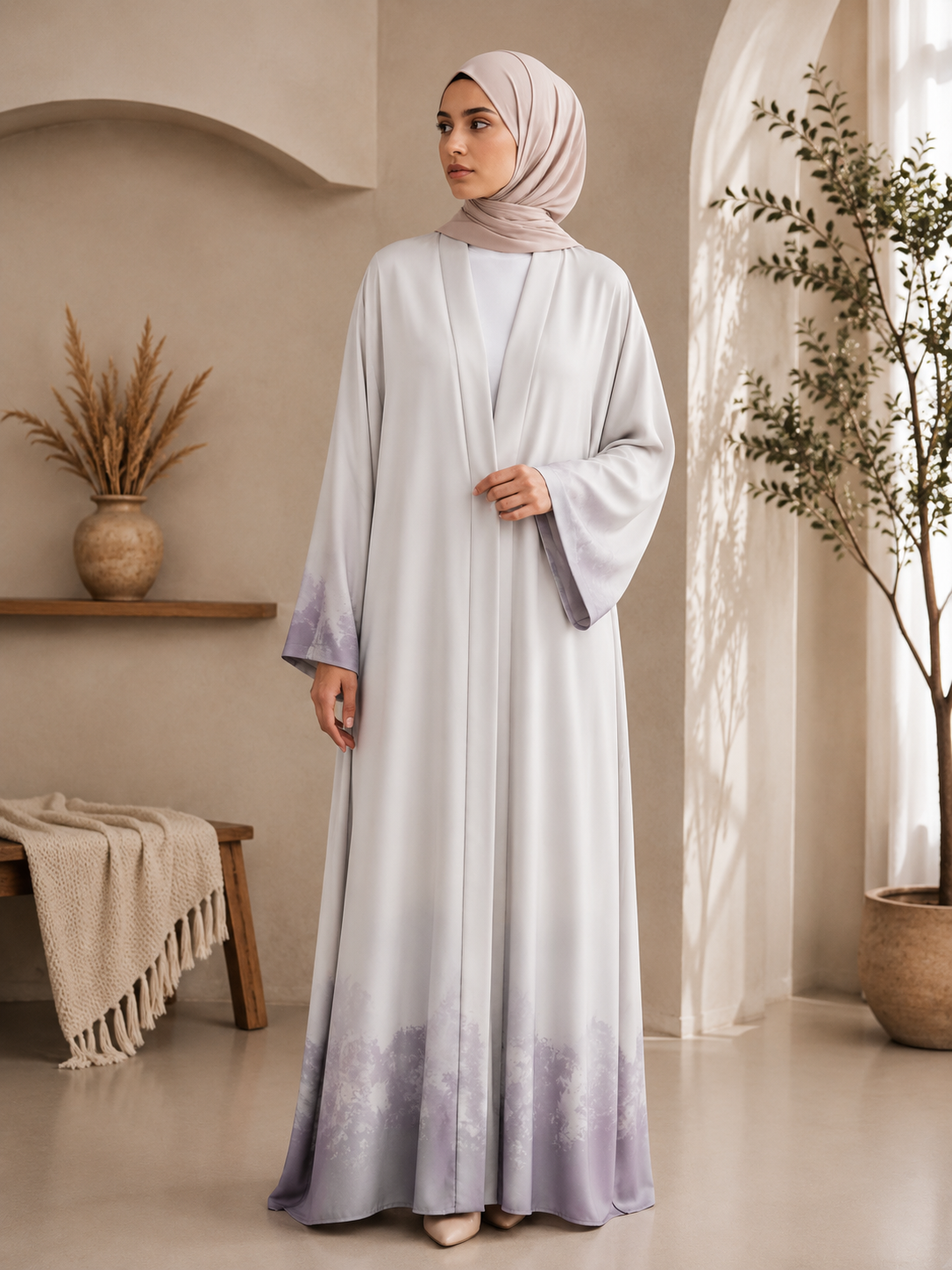 Elegant Tie & Dye Abaya with Matching Hijab | Premium Modest Wear