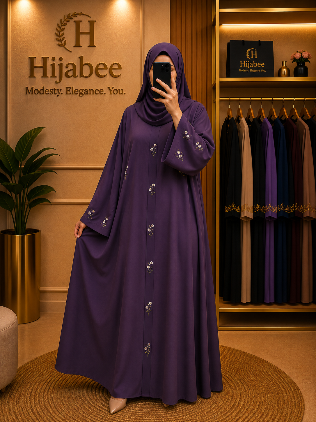Aaliya, Imported Hareer Abaya | Premium Cut Dana Work With Matching Hijab