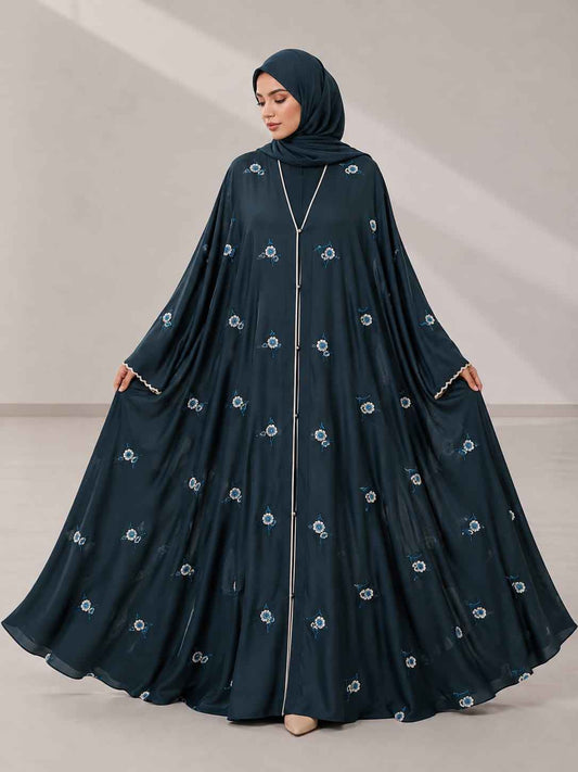 Big Flair Premium Embroidered Abaya zinc blue color