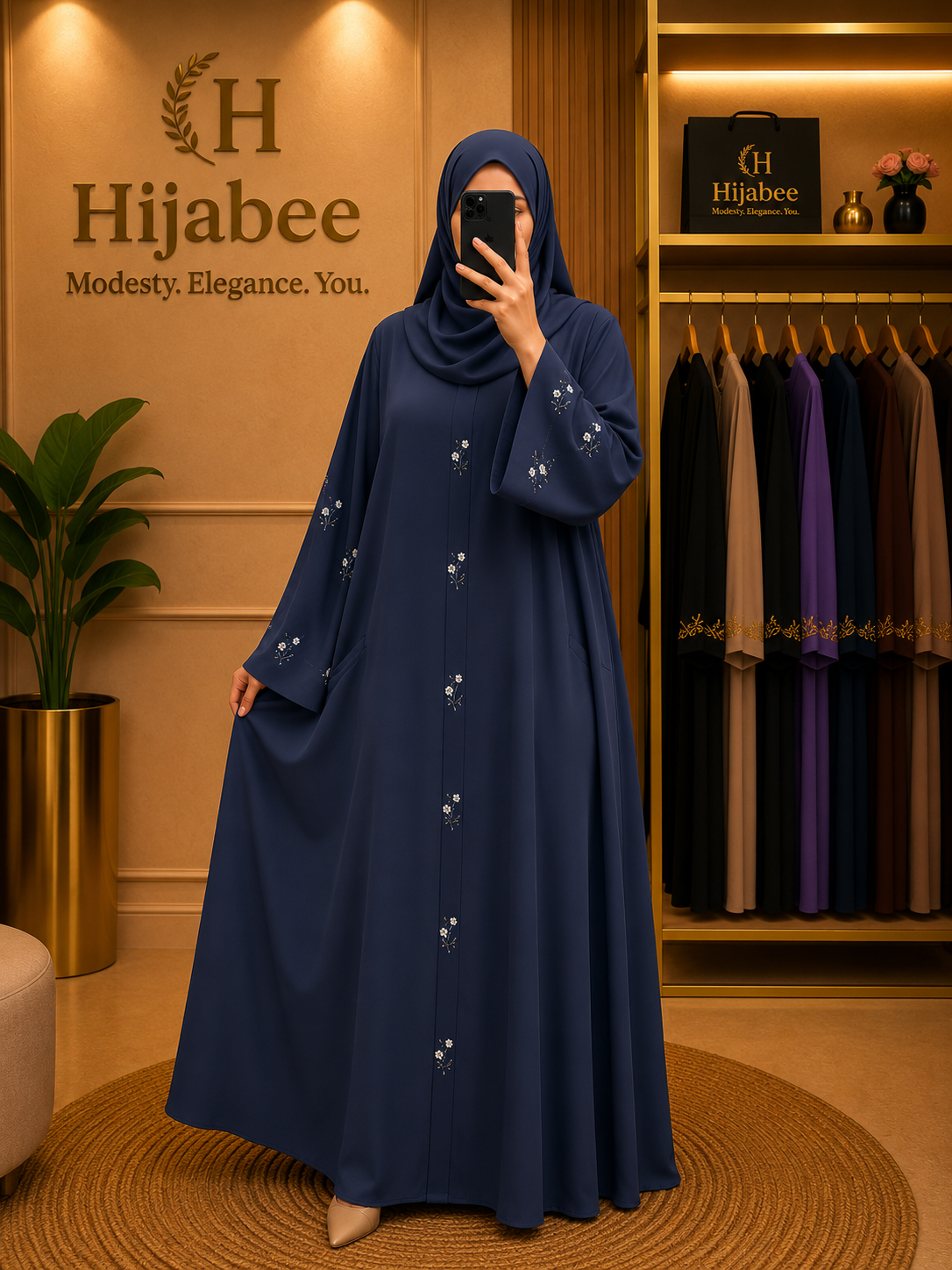 Aaliya, Imported Hareer Abaya | Premium Cut Dana Work With Matching Hijab