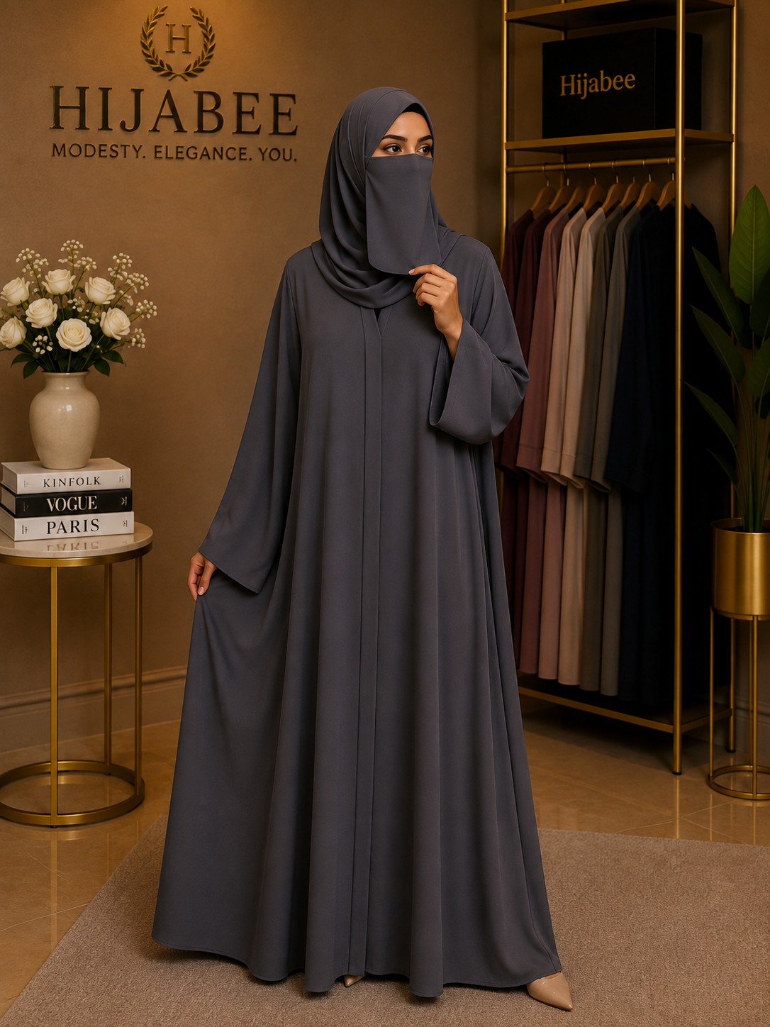 TikTok Hareer Abaya with Attached Hijab & Niqab – Soft Summer Fabric