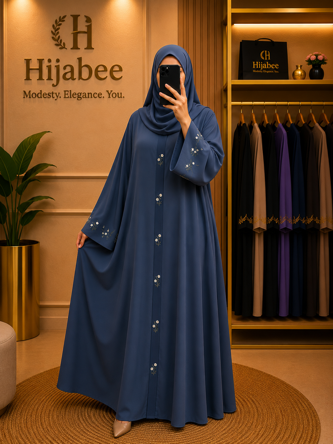 Aaliya, Imported Hareer Abaya | Premium Cut Dana Work With Matching Hijab