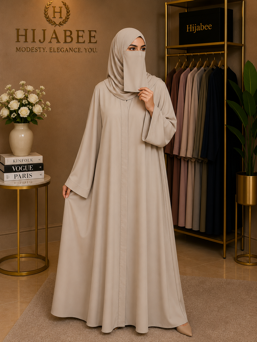 TikTok Hareer Abaya with Attached Hijab & Niqab – Soft Summer Fabric