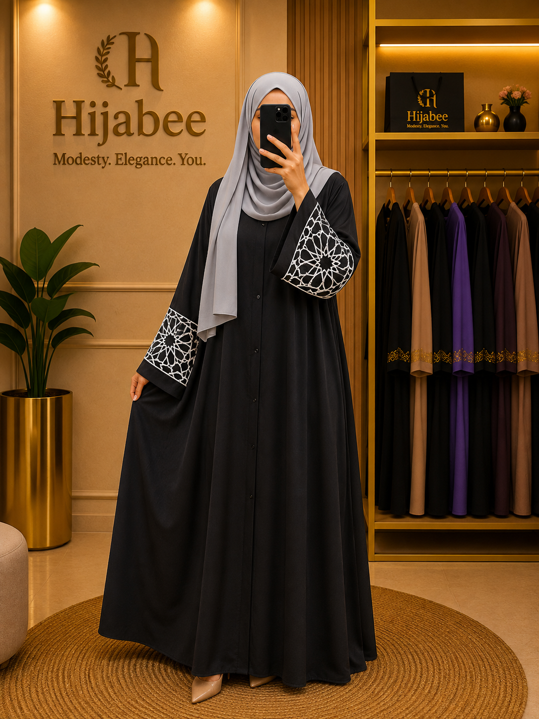 "Layla" Premium Nida Abaya | Embroidered Sleeves